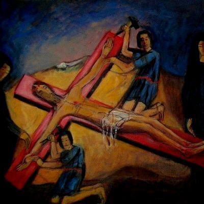 Jésus est attaché à la croix